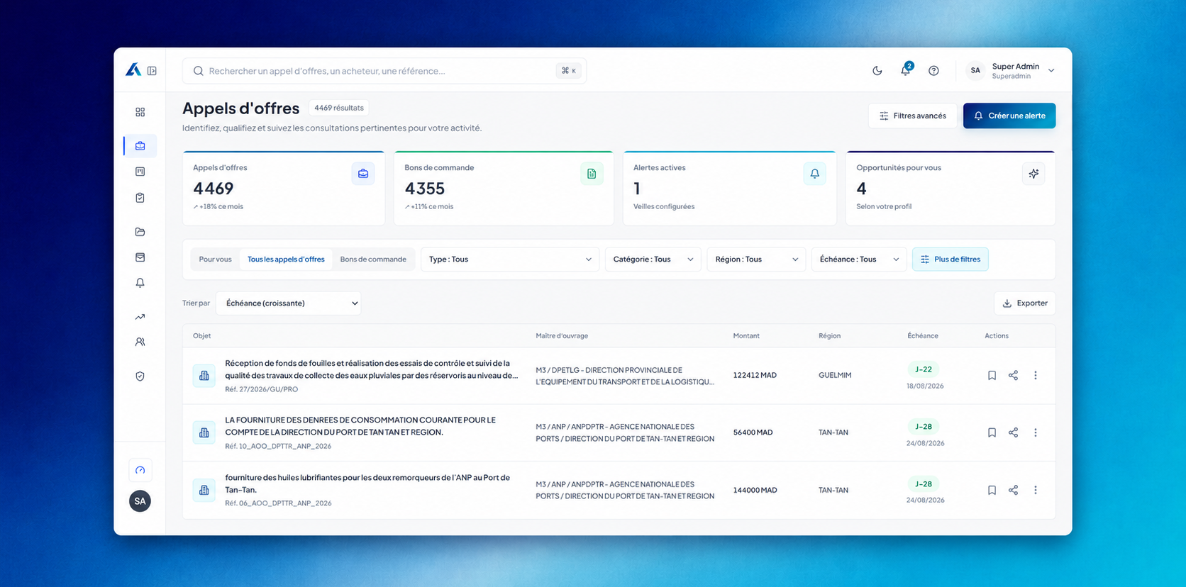 Espace de veille des appels d'offres Accelbids